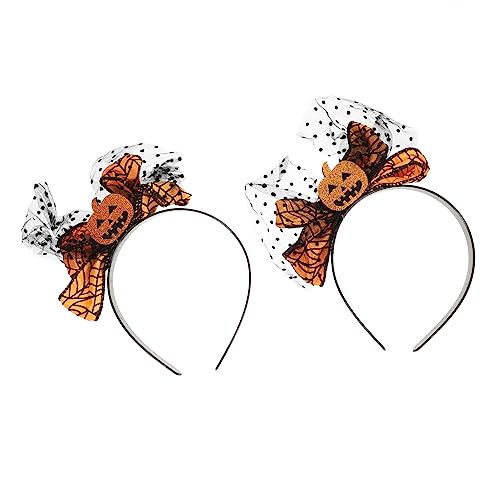 VALICLUD 2stücke Halloween Kürbis Haarschmuck Mit Schleife Feine Netzhaarbänder Für Partys Und Kostüme Niedliche Halloween Haaraccessoires von VALICLUD