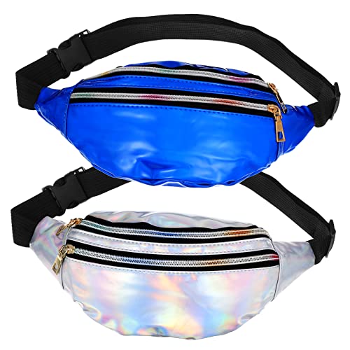 VALICLUD 2stücke Vintage Holografische Gürteltasche Mit Verstellbarem Gürtel Damen Sport Tasche Gürteltasche Mit Reißverschluss Für Handy Brille Schlüssel von VALICLUD