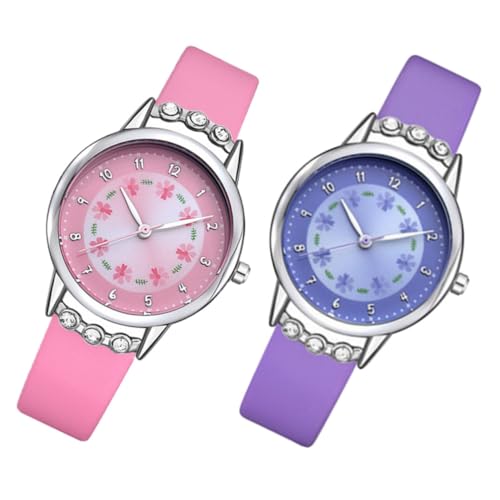 VALICLUD 2stücke Kinderuhr wasserdichte Quarzuhr Für Mädchen Einstellbares Armband Für Schule Und Freizeit Zum Geburtstag von VALICLUD