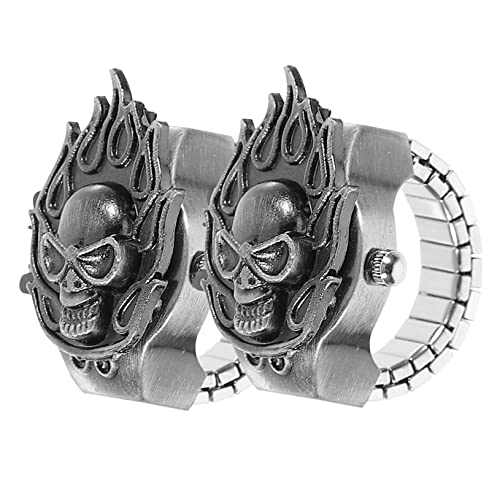 VALICLUD 2stücke Kreative Retro Fingeruhr Mit Cover Einzigartiger Fingerring Für Damen Und Herren Als Schmuck Und Zeitmesser Für Zu Weihnachten Und Halloween von VALICLUD