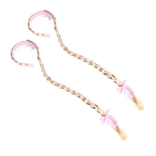 VALICLUD 2stücke Mädchen Langhaarbänder Mit Geflochtenem Design Für Kostüme Bunte Kinderperücken Mit Haarschmuck Für Fasching Und Cosplay von VALICLUD