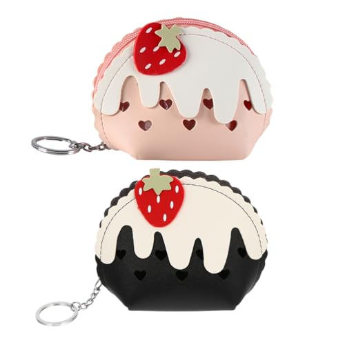 VALICLUD 2stücke Mini Geldbörse Für Damen Süße Cremefarbene Geldbörse Kleine Reißverschlusstasche Für Ästhetik Geldbeutel Für Alltag von VALICLUD