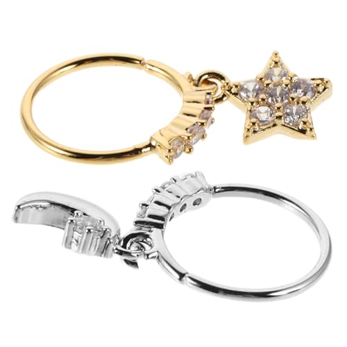 VALICLUD 2stücke Nasenpiercing-schmuck Aus Metall Sternmond-design Mit Funkelnden Strasssteinen Für Damen Und Stylische Outfits von VALICLUD