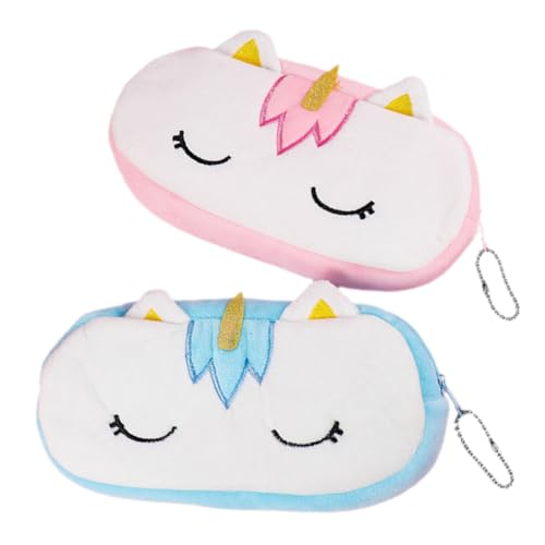 VALICLUD 2stücke Niedliche Tragbare Federpennäler Fluffy Stiftetasche Für Mädchen Reißverschluss-stiftetui Kreatives Design Für Schule Und Freizeit von VALICLUD