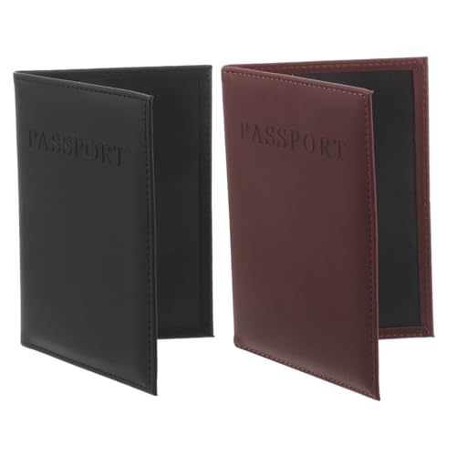 VALICLUD 2stücke Reisepasshülle Pu Kartenhalter Dokumenten Organizer Für Reise RFID Blockierend Schwarz Braun Tragbar Für Herren Und Damen von VALICLUD