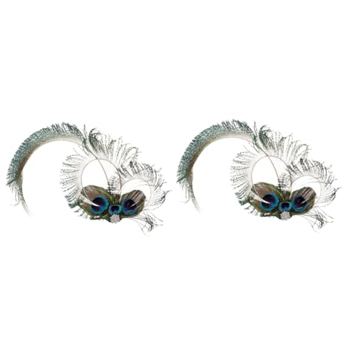 VALICLUD 2stücke Rhinestone Haarschmuck Mit Pfauenfeder Vintage Fascinator Für Hochzeiten Teepartys Und Kostüme Eleganter Haarschmuck Für Damen Handgefertigte Haarclip Im Ethnischen von VALICLUD