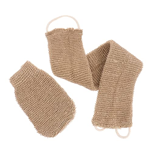 VALICLUD 2stücke Rückenpeeling Handtuch Und Handschuhe Peelinghandschuh Aus Ramie Und Jute Für Sanfte Hautreinigung Für Dusche Und Bad Hautpflege Für Oberkörper Beine Und Rücken von VALICLUD