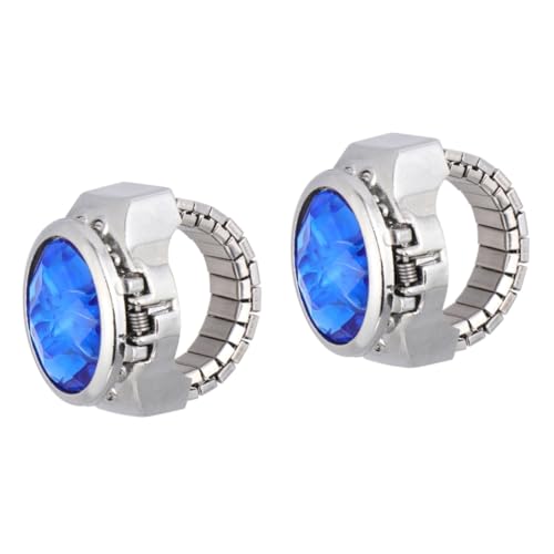 VALICLUD 2stücke Spezielle Ovale Fingeruhr Modischem Design Für Und Frauen Elastischer Zeitmesser Blau von VALICLUD