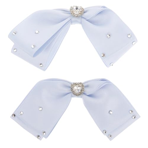 VALICLUD 2stücke Schleifenclips Haarschleifenclips Schleifenhaarspange Seitliche Haarspangen Mädchen Haarschmuck Glitzernder Strass Feste Krokodilklemme von VALICLUD