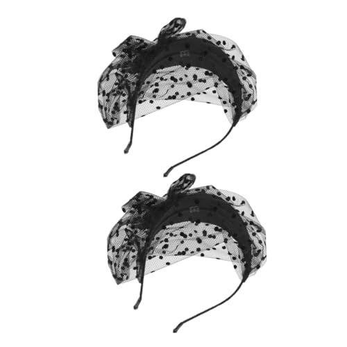 VALICLUD 2stücke Vintage Fascinator Stirnband Mit Mesh-schleier Und Spitzen-schleife Für Frauen Hochzeit Teeparty Braut Kopfschmuck Mesh Braut Kopfschmuck von VALICLUD