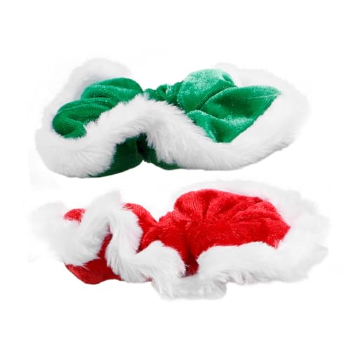 VALICLUD 2stücke Weihnachts-haargummis Elastische Samt-haarbänder Und Fuzzy Kanten Für Festliche Looks Für Frauen Und Mädchen Zu Feiertagen Und Anlässen von VALICLUD