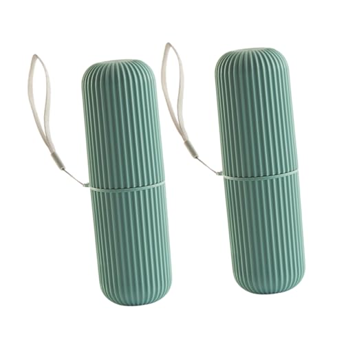 VALICLUD 2stücke Zahnbürsten-Organizer Mit Schraubverschluss Aufbewahrungsbox Für Zahnpasta Und Bürsten Tragbar Mit Umhängeband Für Reisen Camping Und Zuhause Grün von VALICLUD