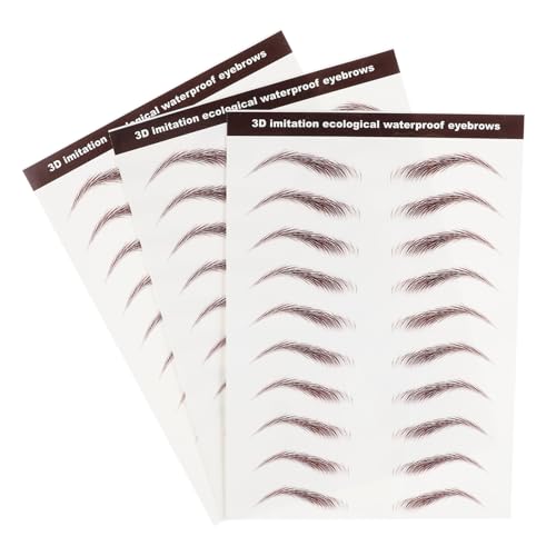 VALICLUD 3 Blätter Braune Wassertransfer Augenbrauen Aufkleber Natürlich Wirkende Augenbrauenformer Schnell und Einfach Anzuwenden für Individuelles Make up Styling von VALICLUD