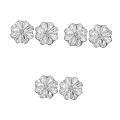 VALICLUD 3 Paare Blumen-Manschettenknöpfe Damen Manschettenknöpfe Manschettenknöpfe Hemdmanschettenknöpfe mit Blumenmuster Manschettenknöpfe für Business-Anzüge Strasssteine Silver von VALICLUD