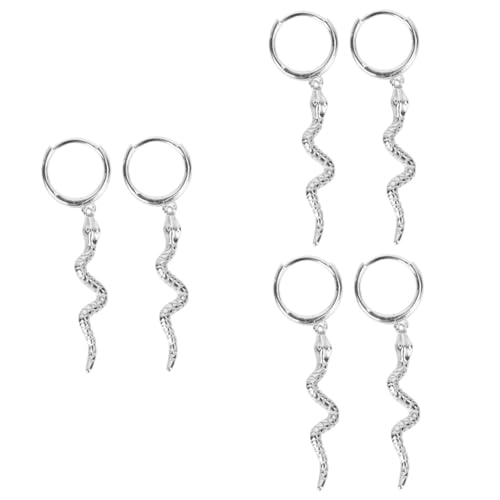 VALICLUD 3 Paare Damen Ohrringe Schlangenstollen Punk-ohrringe Schlangenohrring Charm-ohrringe Schlangen-ohrstecker Ohrringe Mit Schlangenanhänger Fräulein Weiß Sterling Silber Medaillon von VALICLUD