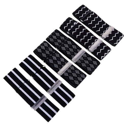 VALICLUD 3 Paare Elastische Verstellbare Ärmelhalter für Hemden Unisex Armbänder in Schwarz Karomuster Streifen und Zähnelook Rutschfestes Modisches Hemdarmband für Damen und Herren von VALICLUD