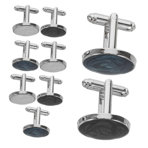 VALICLUD 3 Paare Herren Manschettenknöpfe aus Langlebiger Legierung Runde Schmuck Accessoires mit Funkelndem Finish für Business Hochzeit und Formelle Anlässe in Blau von VALICLUD