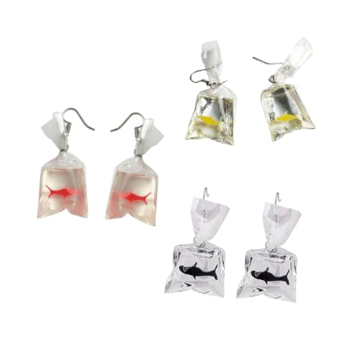 VALICLUD 3 Paare Kreative Haifisch Ohrringe Damen Ohrschmuck Bunte Transparente Ohranhänger Modische Ohrstecker für Alltag und Besondere Anlässe Farben Zufällig Zufällige Zufällige Farbe von VALICLUD