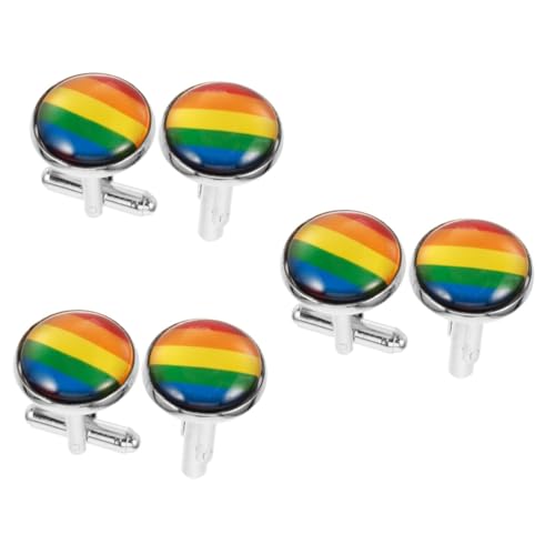 VALICLUD 3 Paare Regenbogen-Manschettenknöpfe herrenhemden spruch tshirt herren mens shirts herren oberhemd silve Ärmel Arm coole Manschettenknöpfe Manschettenlinks Zinklegierung von VALICLUD