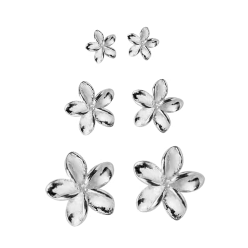 VALICLUD 3 Paare Silber Blüten Ohrstecker Verschiedene Leichtes Hautfreundliches Schmuckset Damen Ohrschmuck Geschenkidee von VALICLUD