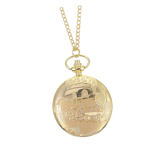 VALICLUD 3 STK goldene Taschenuhr Männer Halsketten Kettenhalskette für Männer Taschenuhr mit Zugmuster goldene Uhr zeitliche Koordinierung Anschauen Souvenir Antiquität Bahn Plastikspiegel von VALICLUD