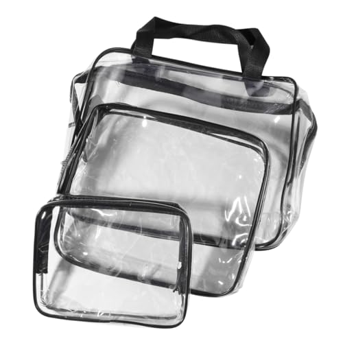 VALICLUD 3 STÜCKE Teiliges Wasserdichtes Transparent Große PVC Kulturbeutel mit Reißverschluss Handtasche für Damen Herren Reise Camping Aufbewahrung Toilettenartikel von VALICLUD