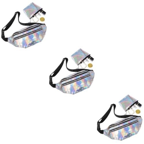 VALICLUD 3 Sätze Damen Bauchtasche aus Wasserfestem Premium mit Verstellbarem Gurt Modischer Crossbody und Hüfttasche Kleiner Fischschuppen Münzbörse für Festivals und Alltag von VALICLUD