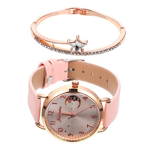 VALICLUD 3sätze Damen Armbanduhr Mit Mond Und Sternenmotiv Uhr Mit Verstellbarem Armband Für Festivals Und Besondere Anlässe Langlebige Und Pu-Material Elegante von VALICLUD