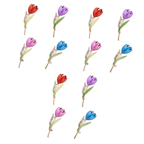VALICLUD 3 Sätze Kreative Frauenbroschen Clip Corsages Dekoration Tulpe Mini Party Kleid Künstliche Brosche Hochzeit Stellnadel Elegant Outfits Broschennadel 4 Stück * 3 von VALICLUD