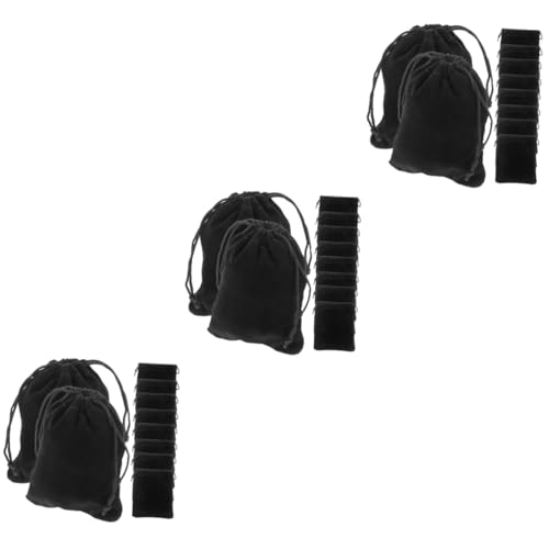 VALICLUD 3 Sätze Schwarzer Samtschmucktasche Tragbare Tasche Make -up -Speicher Toilettenbeutel Für Frauen Make -up -Beutel Kleiner Kulturbeutel Tragbare Kulturtasche Flanell 15 Stücke * 3 von VALICLUD