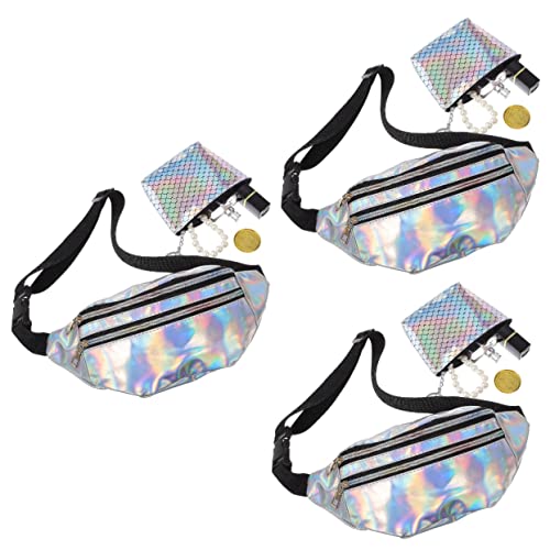 VALICLUD 3sätze Damen-hüfttasche Aus Mit Verstellbarem Gürtel Reißfest Für Outdoor-Sports Als Crossbody-Bauchtasche Tragbar Mit Kleiner Fischschuppen-geldbörse Für Karten Und Münzen von VALICLUD