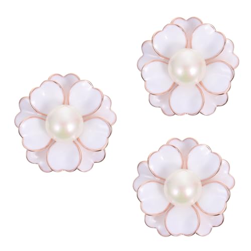 3 Stk Brosche Brautaccessoires für Kleider Blumenstift Wäscheklammer Kleidernadel Kragennadel mit Perlenblume Kragenknopf Anmut Korsage kleine Nadel Legierung Weiß von VALICLUD