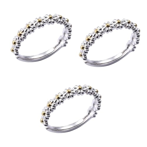 VALICLUD 3 Stk kleiner Gänseblümchenring Sonnenblumenring Hochzeit Verlobungsringe Gänseblümchen-Ring schicker Gänseblümchenring stylischer Gänseblümchenring Süss Grußkarte Fräulein Kupfer von VALICLUD