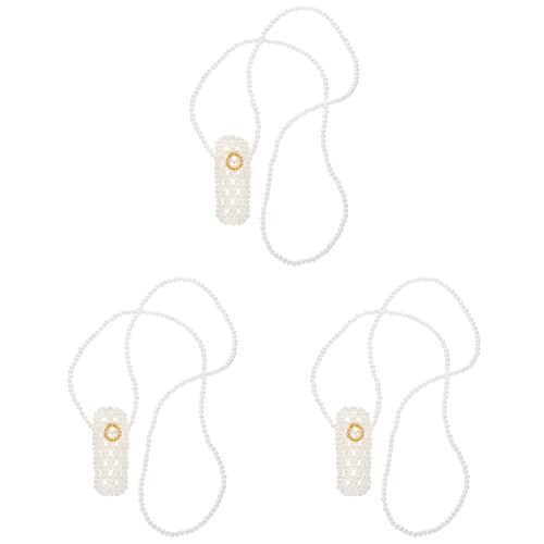 VALICLUD 3 Stk Perlentasche Mode Damentasche Handy-crossbody-geldbörse Für Frauen Tragbare Lippenstifttasche Handgewebte Perle Reisetasche Für Damen Lippenstift Tasche Reisen Mini Weiß Harz von VALICLUD