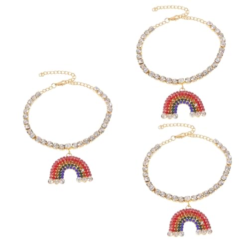 VALICLUD 3 Stk Regenbogen-Anhänger-Fußkettchen Fußschmuck Strassschmuck damenschmuck frauenschmuck Golddekor Armbänder Sommer Fußkette Strand Fußkettchen Mädchen Armband Geschenk schmücken von VALICLUD