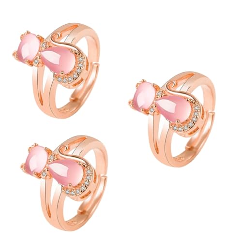 VALICLUD 3 Stk kreativer Fingerring Weihnachtsdekoration rosa Kristallring rosa Dekor schicker offener Ring Ringe zarter offener Ring exquisiter Fingerring die Katze schmücken Kupferring von VALICLUD