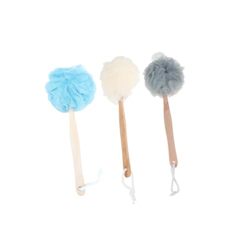 VALICLUD 3 Stück Badekugeln Badetuch Schrubberfasern Körperbad Dusche Flauschiger Schaum Luffa Schwamm Bürstenbälle Badebürste Badezimmerzubehör Langer Griff Badequaste Aus Holz von VALICLUD