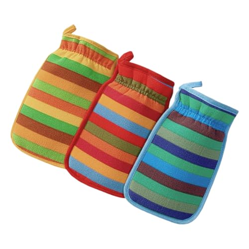 VALICLUD 3 Stück Badetuch Handschuhe Handtücher Körperpeelenteil Körperschwamm Hautwäscher Körperpeeling Scrubber Gesichtstuch Peeling-körperpeeling Körperwäsche Scrubber Dusche Luffa Rayon von VALICLUD