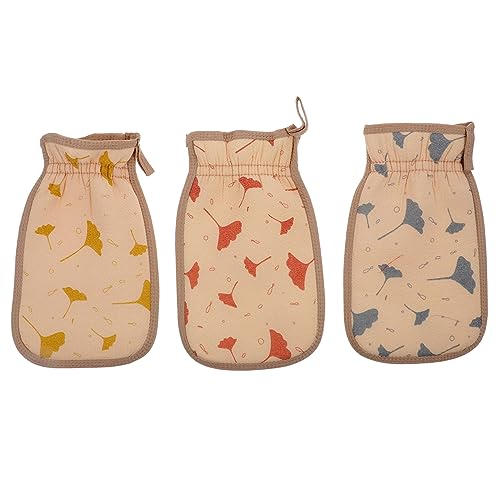 VALICLUD 3 Stück Badetuch Peeling-Handschuh Peeling-Körperpeeling Zurück Handschuhe Fausthandschuh Reinigungsmassage-Rückenhandtuch Rückentuch reiben Handtuch reiben reine Baumwolle Gelb von VALICLUD