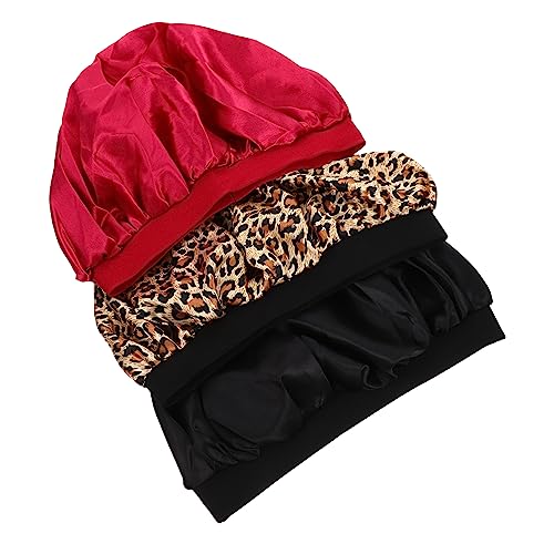 VALICLUD 3 Stück Bequeme Satin Schlafhaube für Damen Breiter Rand Weich und Elastisch für Schützt vor Haarbruch und Reibung Langen Tragekomfort von VALICLUD