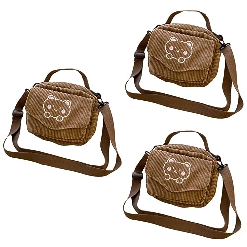 VALICLUD 3st Bestickte Bärentasche Kleine Umhängetaschen Geldbörsen Cartoon-umhängetasche Kawaii Geldbörse Süße Geldbörsen Süße Handtasche Kawaii-geldbörse Geschenk Mädchen Karikatur Cord von VALICLUD