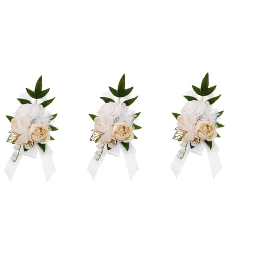 VALICLUD 3 Stück Braut Und Brautjungfer Hochzeit Schulter Künstliche Rose Band Corsage Abschlussball Brautjungfer Kleid Dekorative Blume Weiß + Brautjungfer Blumensträuße Braut von VALICLUD