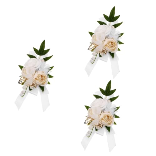VALICLUD 3 Stück Braut Und Brautjungfer Hochzeit Schulter Künstliche Rose Band Corsage Abschlussball Brautjungfer Kleid Dekorative Blume Weiß + Hochzeitsdekorationen Gefälschte Rose von VALICLUD