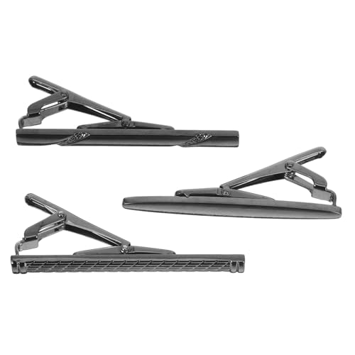 VALICLUD 3 Stück Business Krawattenklammern Herren Schwarz Graviert Kupfer Necktie Clips Sicherer Halt Elegante Herrenaccessoires Für Anzug Büro Hochzeit von VALICLUD