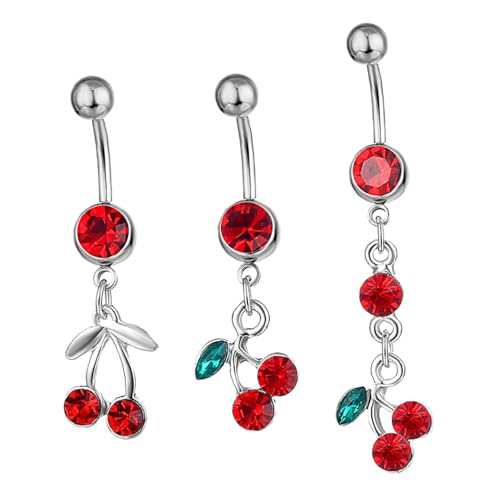 VALICLUD 3 Stück Chirurgenstahl Bauchnabelpiercing mit Funkelndem Anhänger Hautfreundlich Langlebig Modisches Körperschmuckset für Damen für Festivals und Partys von VALICLUD