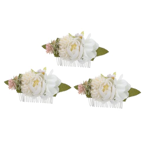 VALICLUD 3 Stück Eleganter Haarkamm Teiligem aus Künstlichen Blumen Floraler Brautschmuck für Hochzeit und Festliche Anlässe Langlebiges Design für Braut und Brautjungfern Weißer von VALICLUD