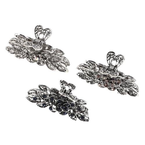 VALICLUD 3 Stück Extra Große Vintage Metall Haarklammern mit Funkelnden Strasssteinen Robuste Retro Haarspangen für Damen Einfacher bei Vielseitigen Frisuren Eleganter Look für Alltag und von VALICLUD