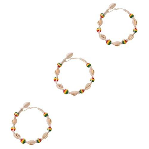 VALICLUD 3 Stück Farbenfrohe Perlenschale Fußkettchen Kette Muschelarmband Strand-fußkettchen Schmuck Strand Armband Hülse Armbänder Knöchel Gestrickte Fußkettchen Bambus Colorful von VALICLUD