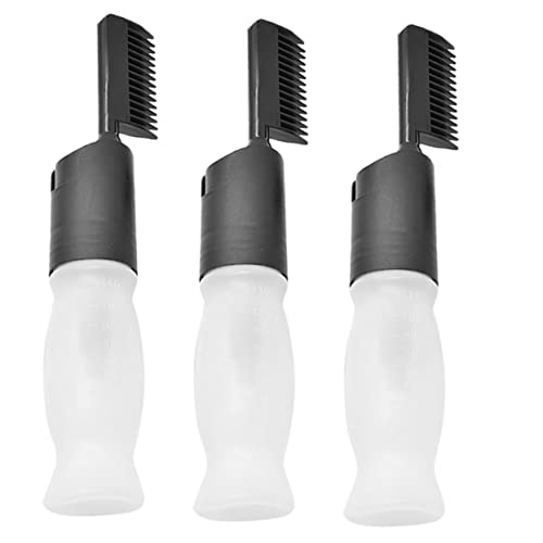 VALICLUD 3 Stück Flasche Haarfärbemittel für Männer Abgabe Nebel Flasche abgeben Wurzelkamm-Applikatorflasche Haarölbehälter mit Kamm Root Comb Applicator Haarölflasche das Haustier Schwarz von VALICLUD