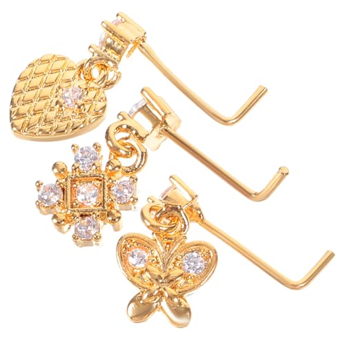 VALICLUD 3 Stück Förmige Nasenringe Piercing mit Zirkonia Kleine Leichte Clip Nasenstecker Modischer Nasenschmuck für Damen Sicherer Halt Komfortabel zu Tragen von VALICLUD